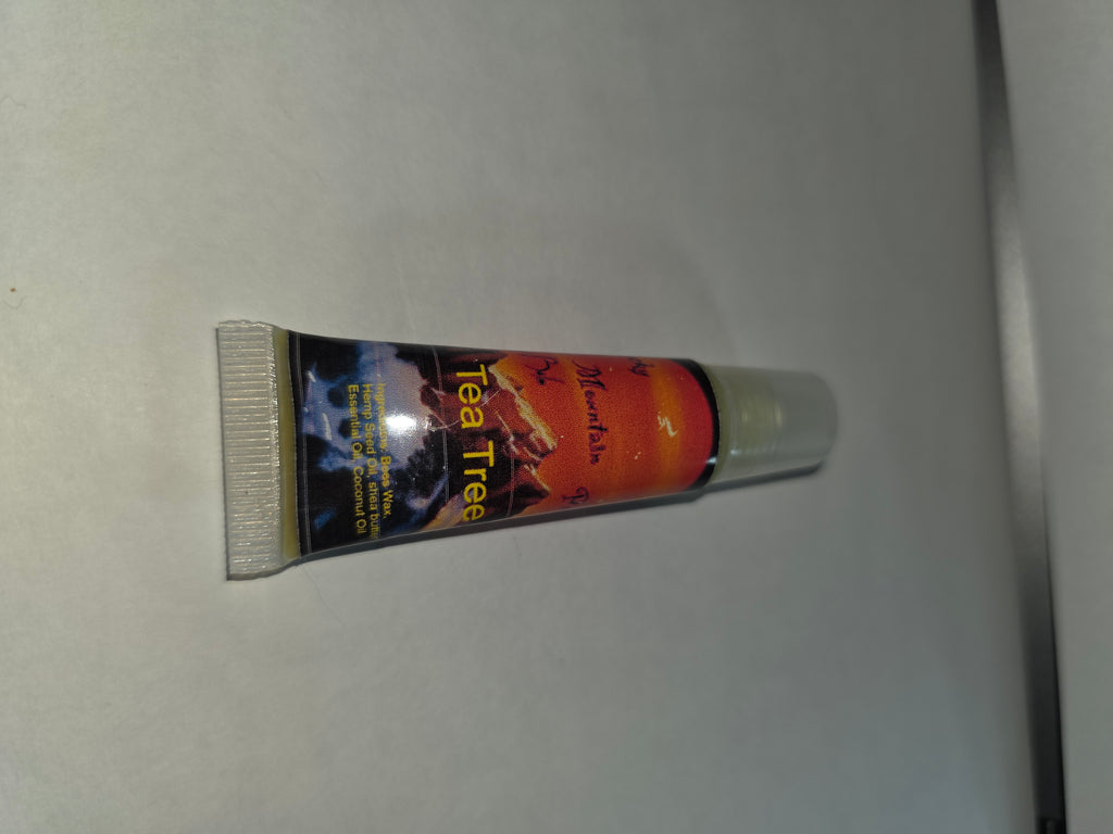 Tea Tree Lip Balm squeeze tube with cap closed