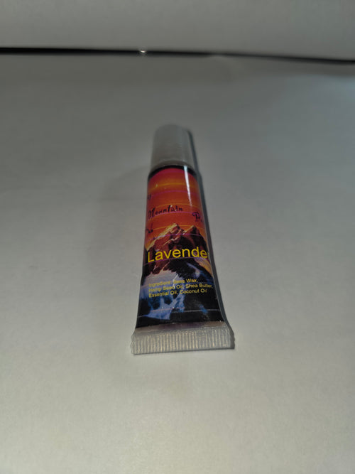 Lavender Lip Balm squeeze tube with cap on